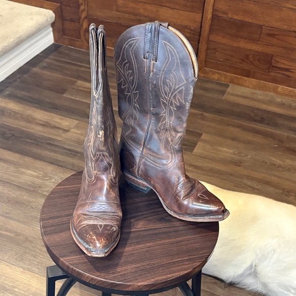 Boulet Shoes - Western Style Brown Leather Heeled Boots
